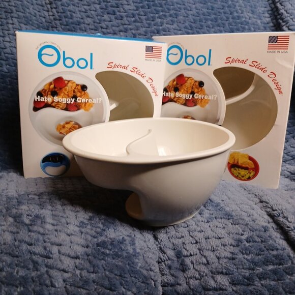 2 Obol The Original Crispy Bowl Spiral Slide Design WHITE USA Made Swoop Scoop - Picture 4 of 10
